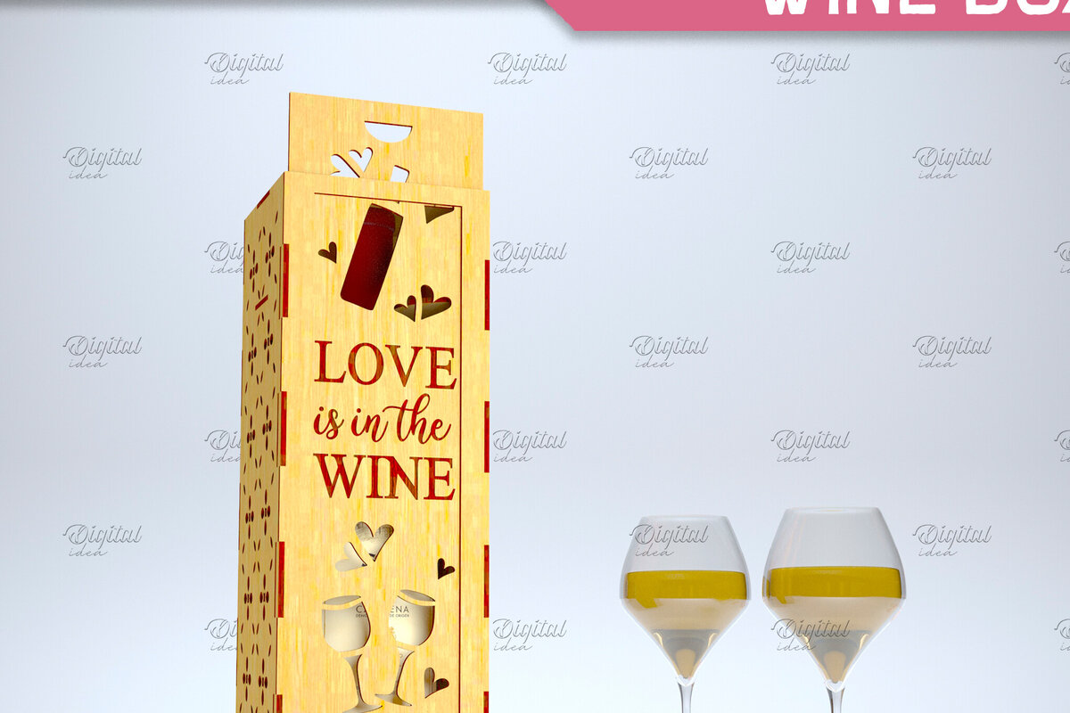 Σετ των 2 Intra απο ξύλο plywood 3mm-4mm πάχος – Valentine Day Wine Box. 3D LaserCut Δίασταση  20x20 cm INTRAFABR-84294205