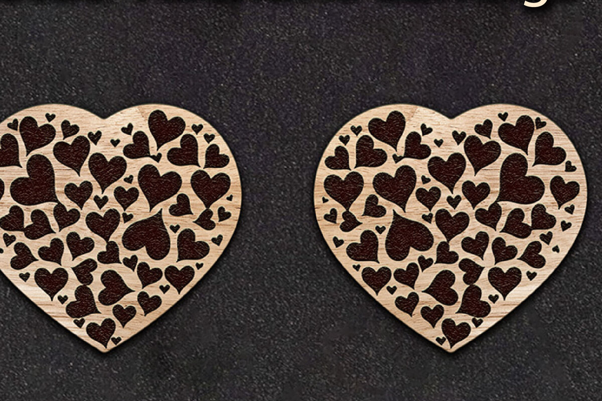 Σετ των 3 Intra απο ξύλο plywood 3mm-4mm πάχος – Σκουλαρίκια Αγίου Βαλεντίνου. Δίασταση  5x5 cm INTRAFABR-112118698