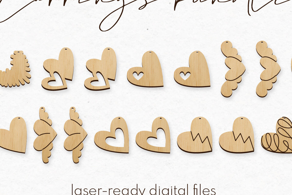 Σετ των 3 Intra απο ξύλο plywood 3mm-4mm πάχος – Σκουλαρίκια Αγίου Βαλεντίνου Πακέτο Cut Laser Δίασταση  5x5 cm INTRAFABR-58760805