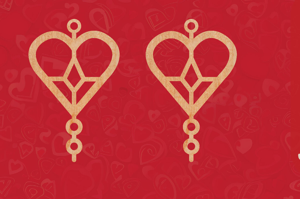 Σετ των 3 Intra απο ξύλο plywood 3mm-4mm πάχος – Σκουλαρίκια Valentine Δίασταση  5x5 cm INTRAFABR-57525754