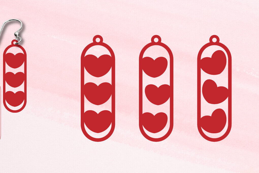 Σετ των 3 Intra απο ξύλο plywood 3mm-4mm πάχος – Σκουλαρίκια Αγίου Βαλεντίνου | Σκουλαρίκια αγάπης Δίασταση  5x5 cm INTRAFABR-112671848