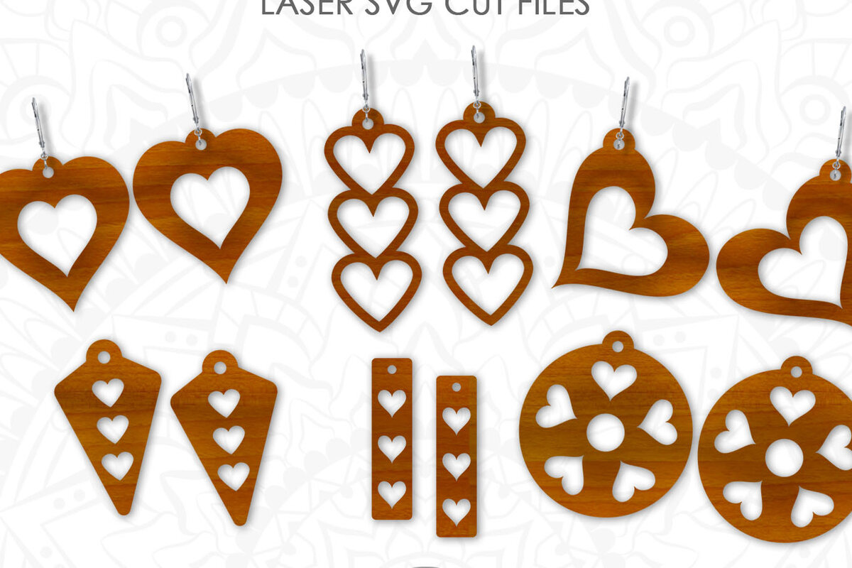 Σετ των 3 Intra απο ξύλο plywood 3mm-4mm πάχος – Σκουλαρίκια Αγίου Βαλεντίνου, Σκουλαρίκια Καρδιά Δίασταση  5x5 cm INTRAFABR-56706114