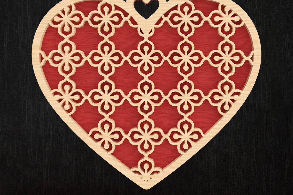 Intra απο ξύλο plywood 3mm-4mm πάχος – Valentine Geometric Heart Design Δίασταση  40x30 cm INTRAFABR-113317324