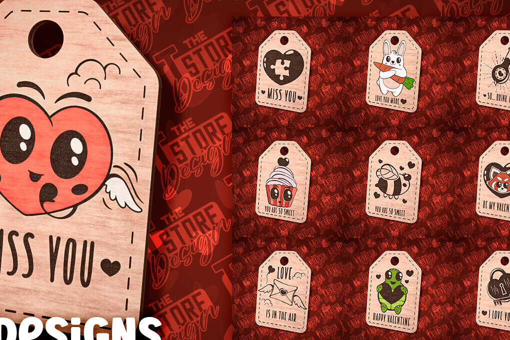 Σετ των 2 Intra απο ξύλο plywood 3mm-4mm πάχος – Δώρο Αγίου Βαλεντίνου  κοπής με λέιζερ |CNC Δίασταση  20x20 cm INTRAFABR-85205864