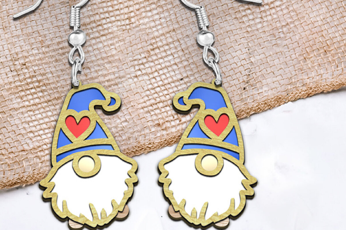 Σετ των 3 Intra απο ξύλο plywood 3mm-4mm πάχος – Σκουλαρίκια Valentine Gnome Κοπή λέιζερ. Δίασταση  5x5 cm INTRAFABR-111942252