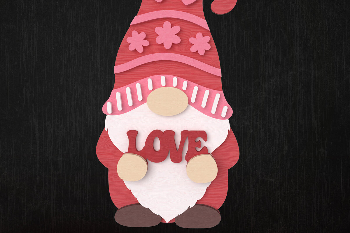 Σετ των 2 Intra απο ξύλο plywood 3mm-4mm πάχος – Valentine Gnome με ερωτικό γράμμα Δίασταση  20x20 cm INTRAFABR-111422372