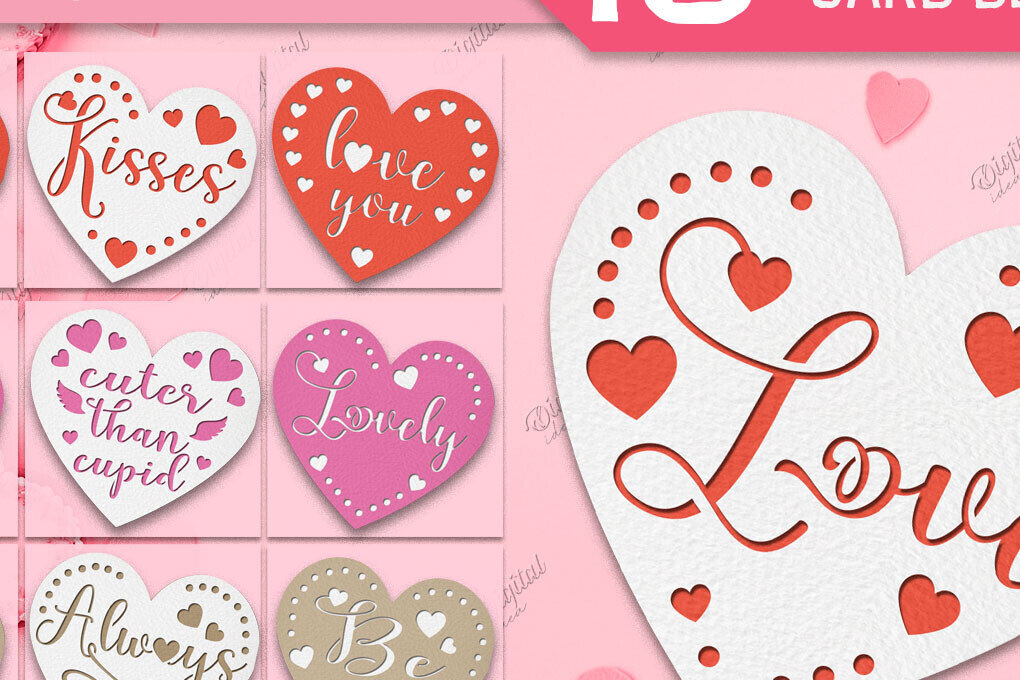 Σετ των 2 Intra απο ξύλο plywood 3mm-4mm πάχος – Δέσμη κοπής χαρτιού για κάρτα καρδιών Αγίου Βαλεντίνου Δίασταση  20x20 cm INTRAFABR-86715340