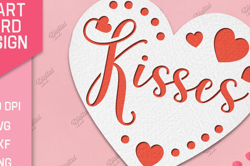 Σετ των 2 Intra απο ξύλο plywood 3mm-4mm πάχος – Valentine Heart Card Paper Cut Δίασταση  20x20 cm INTRAFABR-86711959