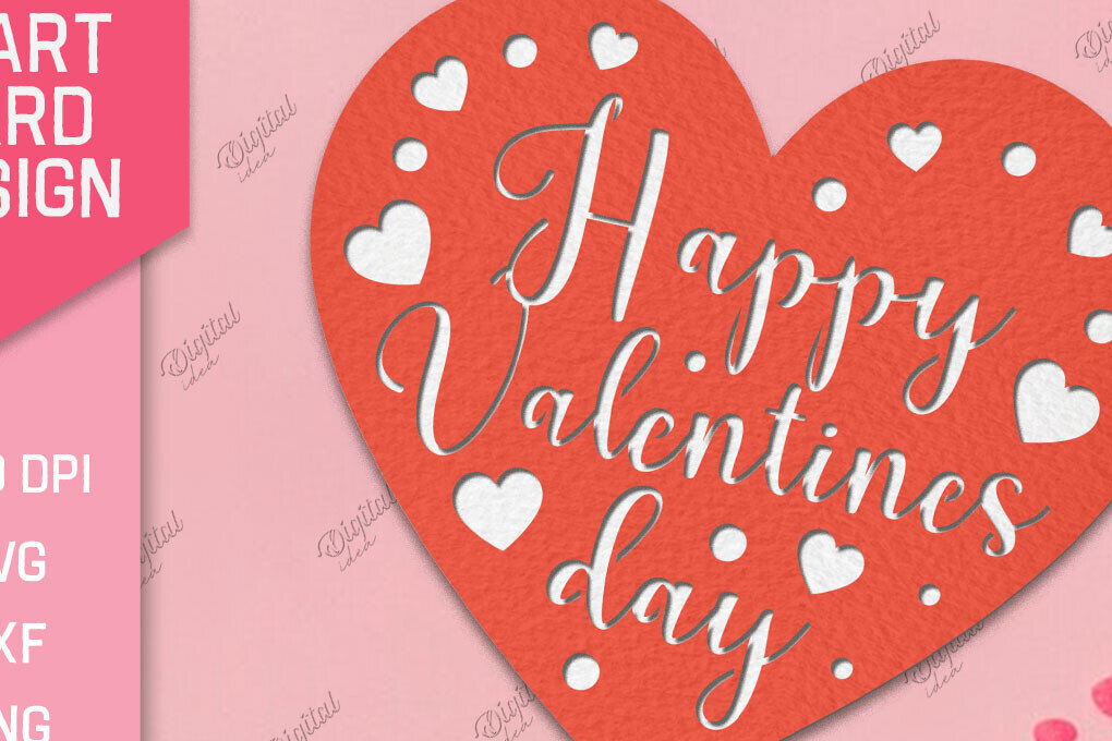 Σετ των 2 Intra απο ξύλο plywood 3mm-4mm πάχος – Valentine Heart Card Paper Cut Δίασταση  20x20 cm INTRAFABR-86711651