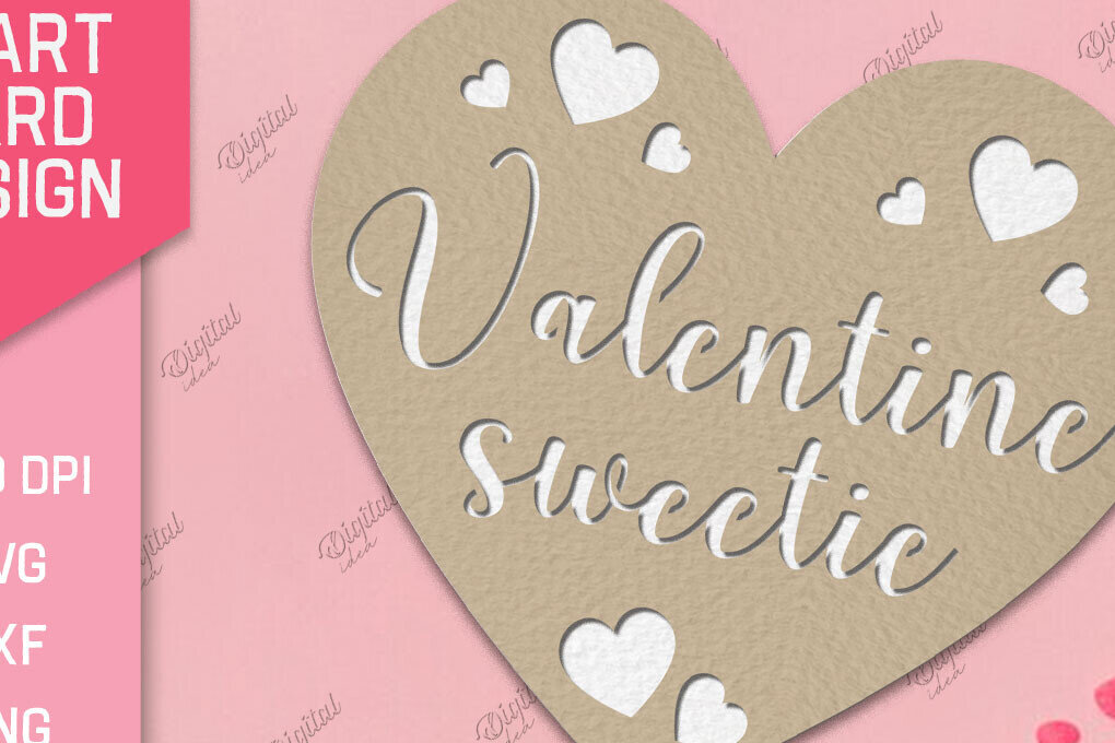 Σετ των 2 Intra απο ξύλο plywood 3mm-4mm πάχος – Valentine Heart Card Paper Cut Δίασταση  20x20 cm INTRAFABR-86711689