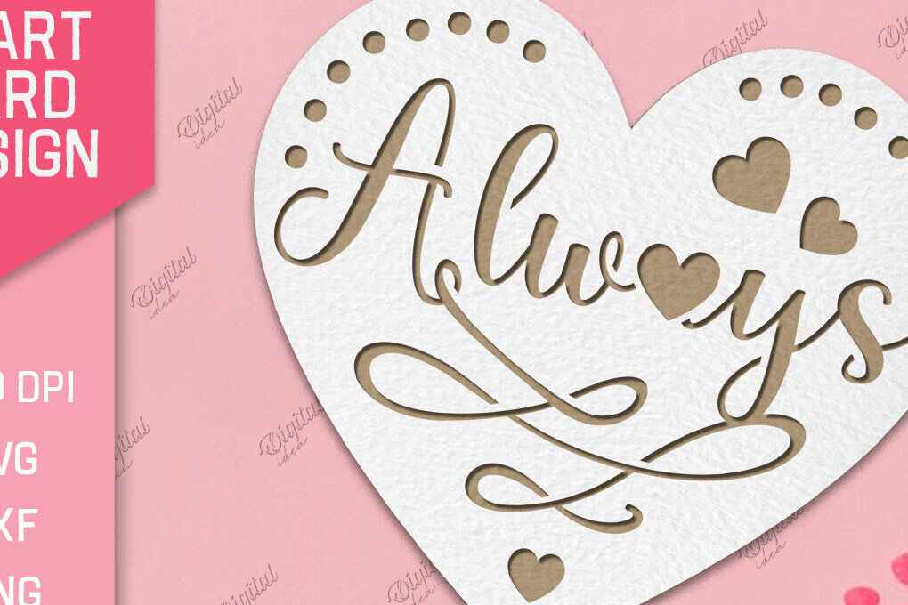 Σετ των 2 Intra απο ξύλο plywood 3mm-4mm πάχος – Valentine Heart Card Paper Cut Δίασταση  20x20 cm INTRAFABR-86711842