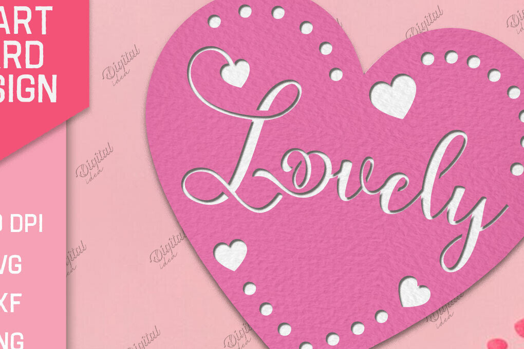 Σετ των 2 Intra απο ξύλο plywood 3mm-4mm πάχος – Valentine Heart Card Paper Cut Δίασταση  20x20 cm INTRAFABR-86711859