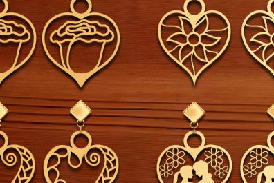 Σετ των 3 Intra απο ξύλο plywood 3mm-4mm πάχος – Σκουλαρίκι καρδιάς Αγίου Βαλεντίνου με Δίασταση  5x5 cm INTRAFABR-87035838