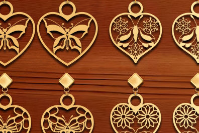 Σετ των 3 Intra απο ξύλο plywood 3mm-4mm πάχος – Σκουλαρίκι καρδιάς Αγίου Βαλεντίνου με Δίασταση  5x5 cm INTRAFABR-87035853