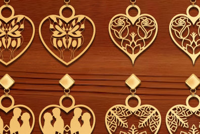 Σετ των 3 Intra απο ξύλο plywood 3mm-4mm πάχος – Σκουλαρίκι καρδιάς Αγίου Βαλεντίνου με Δίασταση  5x5 cm INTRAFABR-87035877