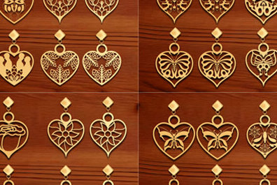 Σετ των 3 Intra απο ξύλο plywood 3mm-4mm πάχος – Σκουλαρίκι καρδιάς Αγίου Βαλεντίνου με Δίασταση  5x5 cm INTRAFABR-87035901