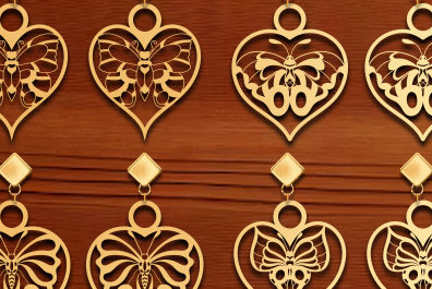 Σετ των 3 Intra απο ξύλο plywood 3mm-4mm πάχος – Σκουλαρίκι καρδιάς Αγίου Βαλεντίνου με Δίασταση  5x5 cm INTRAFABR-87035809