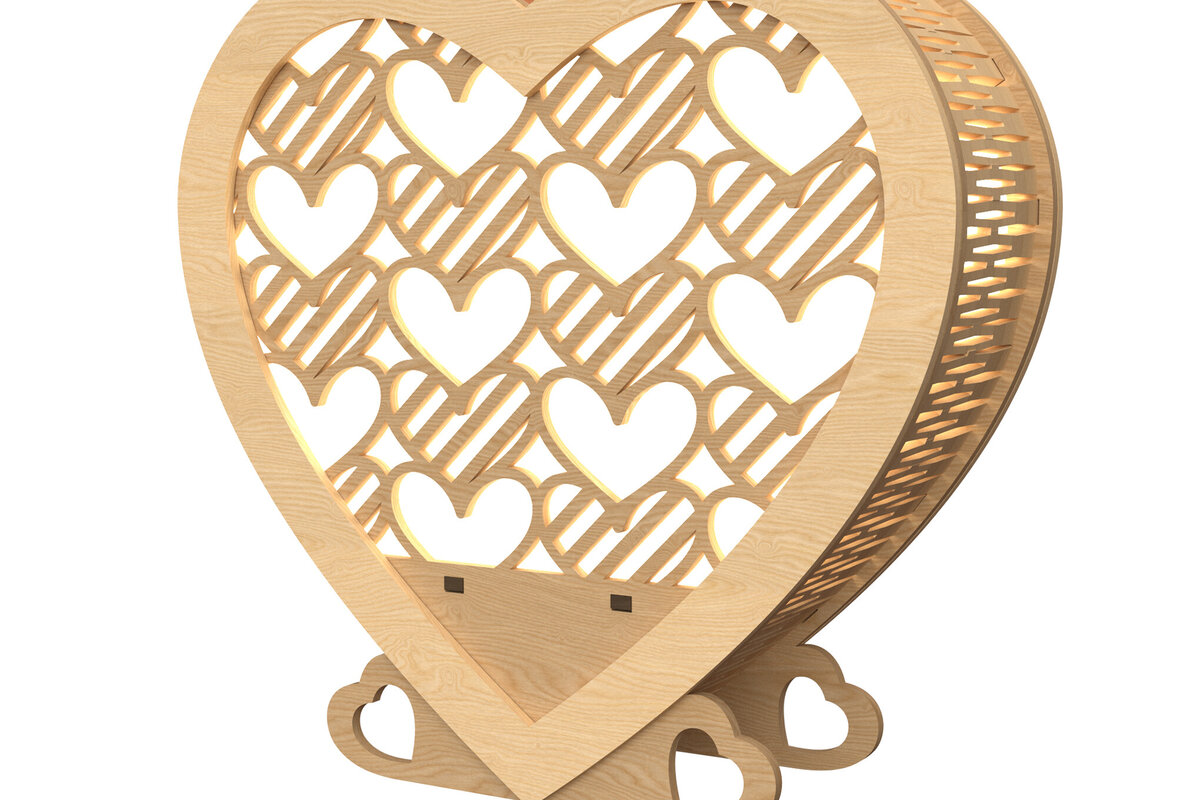 Σετ των 2 Intra απο ξύλο plywood 3mm-4mm πάχος – Κοπή λέιζερ φαναριού καρδιάς Αγίου Βαλεντίνου Δίασταση  20x20 cm INTRAFABR-113312082