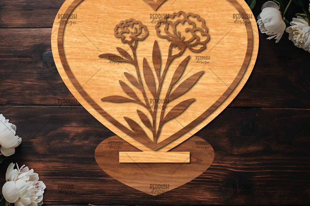 Σετ των 2 Intra απο ξύλο plywood 3mm-4mm πάχος – Βάση κοπής με λέιζερ καρδιάς Valentine Δίασταση  20x20 cm INTRAFABR-114392174