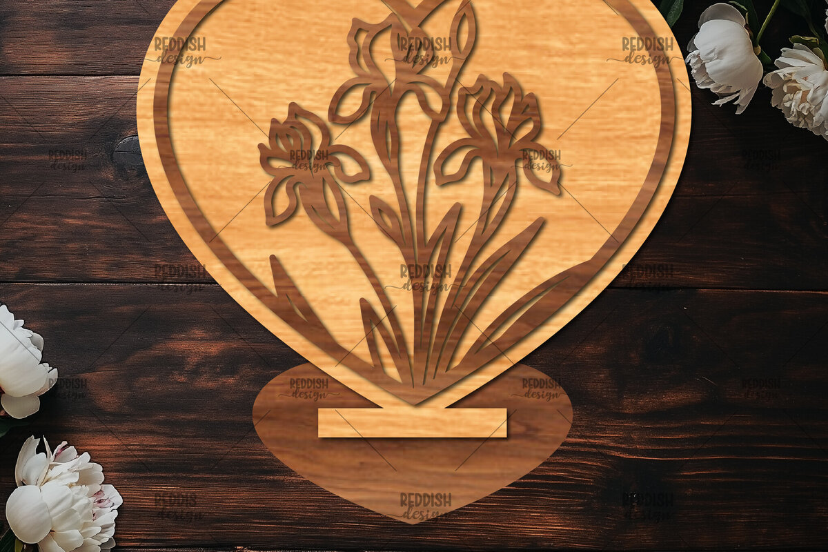 Σετ των 2 Intra απο ξύλο plywood 3mm-4mm πάχος – Βάση κοπής με λέιζερ καρδιάς Valentine Δίασταση  20x20 cm INTRAFABR-114392251