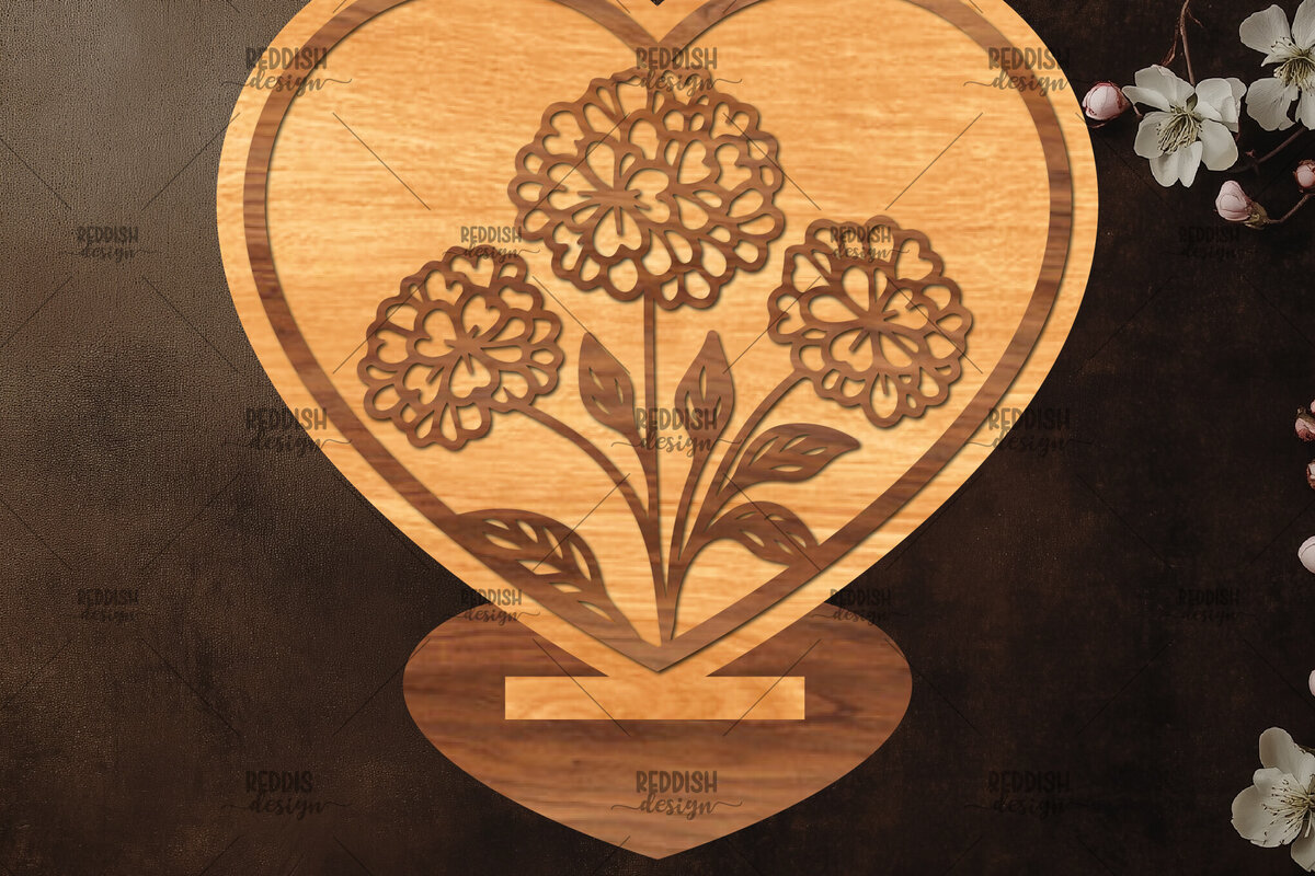 Σετ των 2 Intra απο ξύλο plywood 3mm-4mm πάχος – Βάση κοπής με λέιζερ καρδιάς Valentine Δίασταση  20x20 cm INTRAFABR-114392328