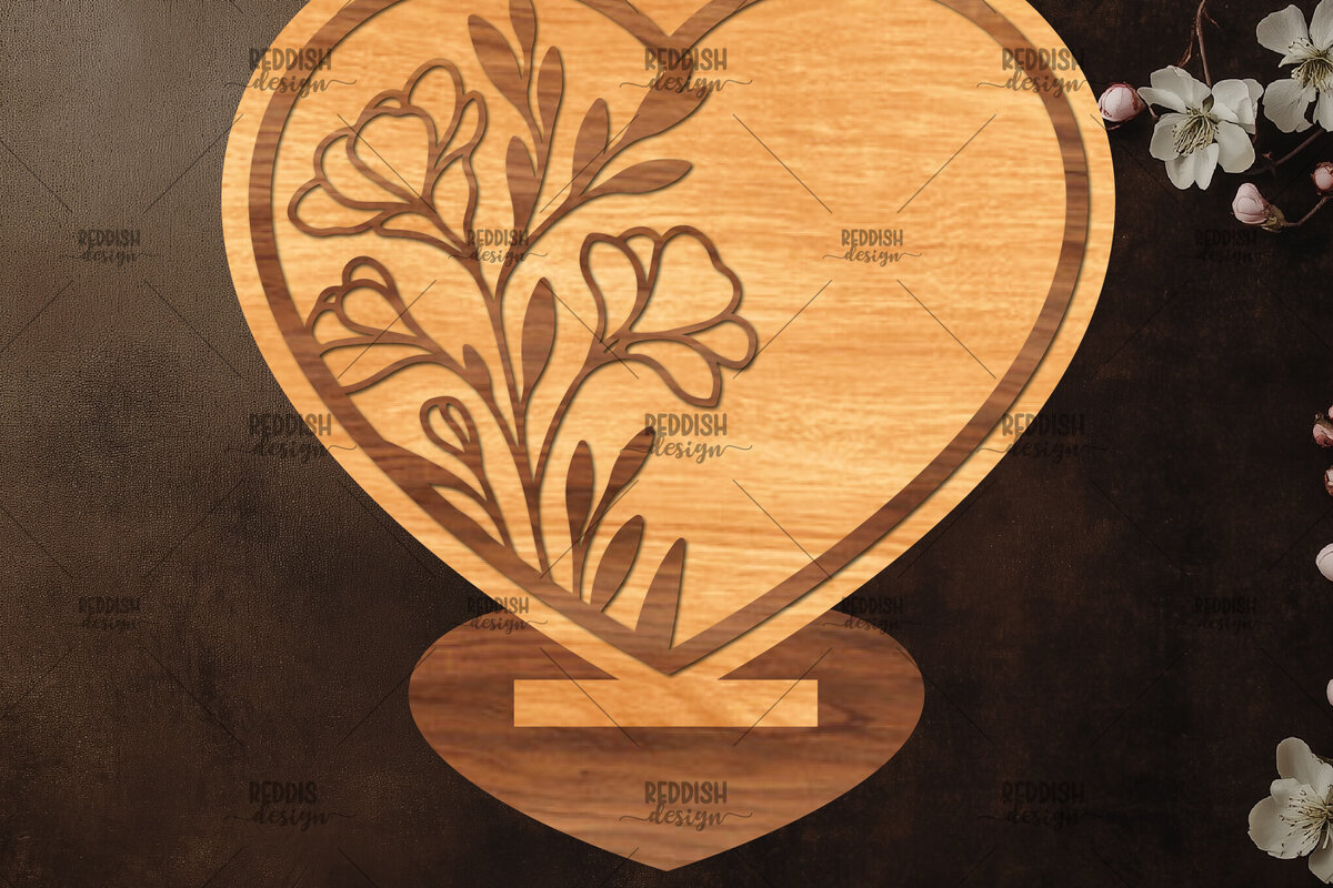 Σετ των 2 Intra απο ξύλο plywood 3mm-4mm πάχος – Βάση κοπής με λέιζερ καρδιάς Valentine Δίασταση  20x20 cm INTRAFABR-114392365