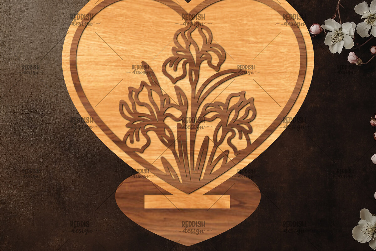 Σετ των 2 Intra απο ξύλο plywood 3mm-4mm πάχος – Βάση κοπής με λέιζερ καρδιάς Valentine Δίασταση  20x20 cm INTRAFABR-114392432
