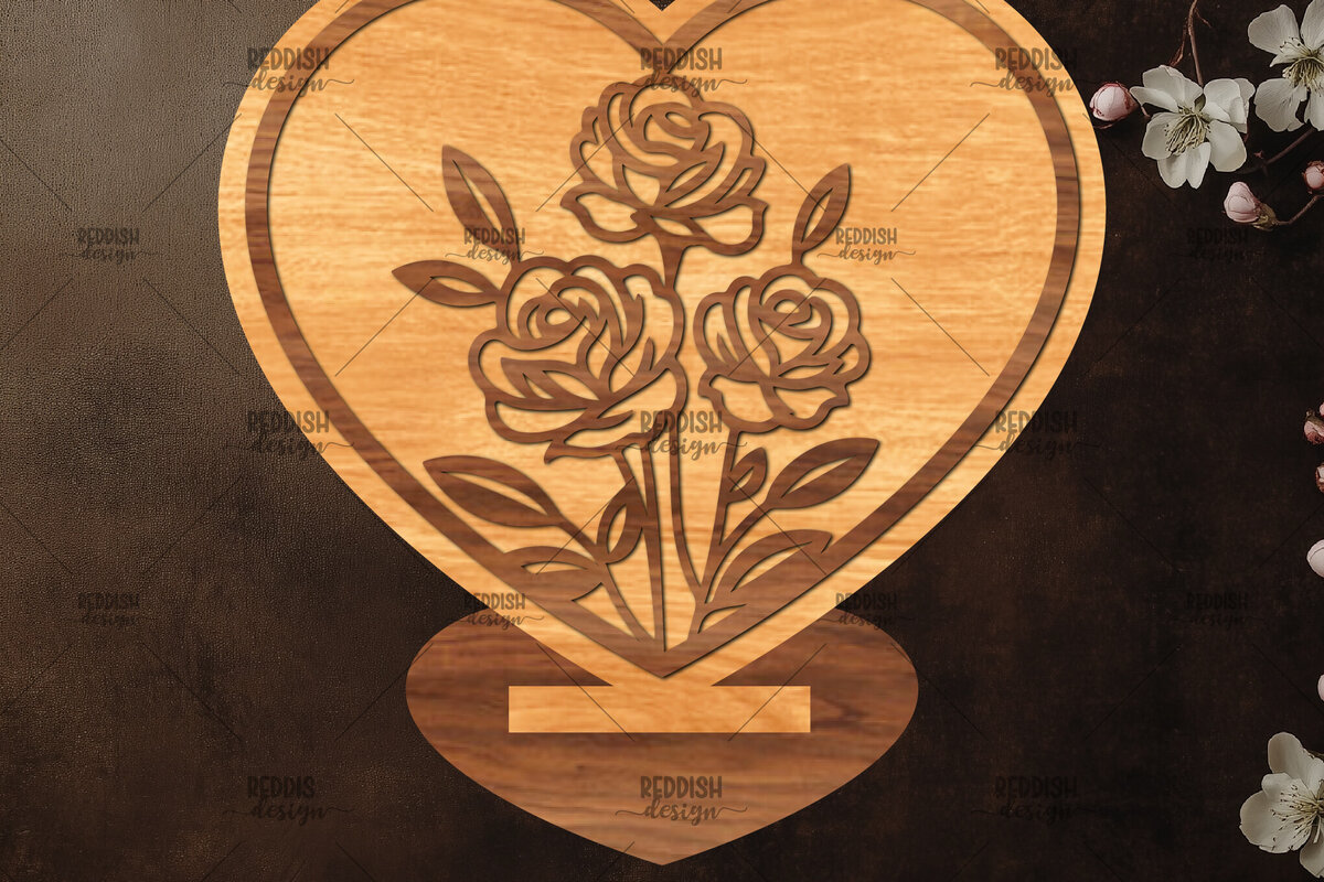Σετ των 2 Intra απο ξύλο plywood 3mm-4mm πάχος – Βάση κοπής με λέιζερ καρδιάς Valentine Δίασταση  20x20 cm INTRAFABR-114392506