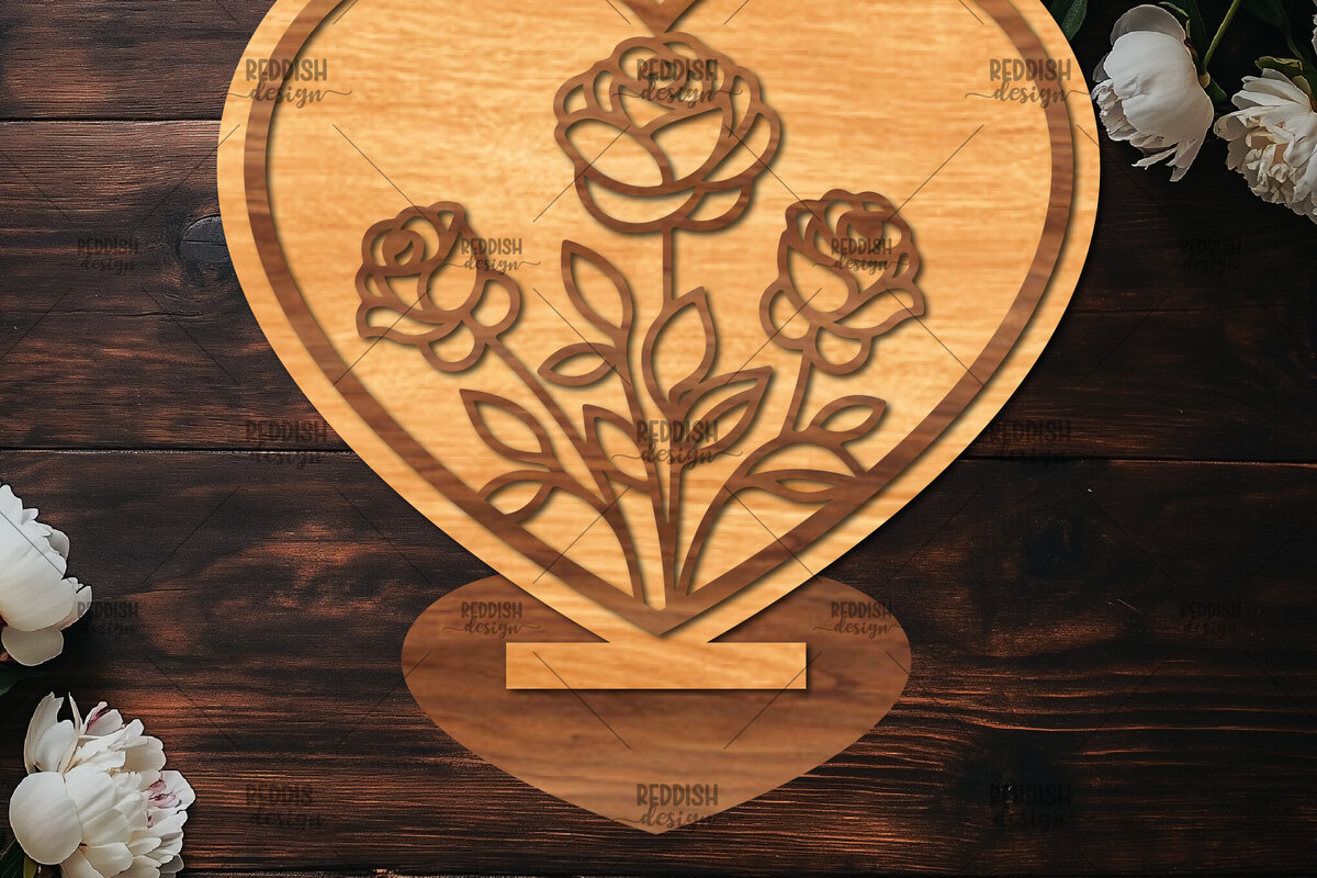 Σετ των 2 Intra απο ξύλο plywood 3mm-4mm πάχος – Βάση κοπής με λέιζερ καρδιάς Valentine Δίασταση  20x20 cm INTRAFABR-114391887