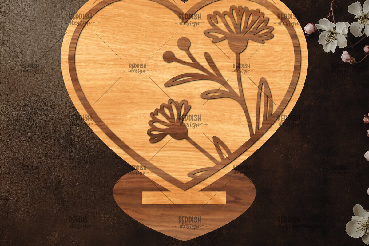 Σετ των 2 Intra απο ξύλο plywood 3mm-4mm πάχος – Βάση κοπής με λέιζερ καρδιάς Valentine Δίασταση  20x20 cm INTRAFABR-114392539
