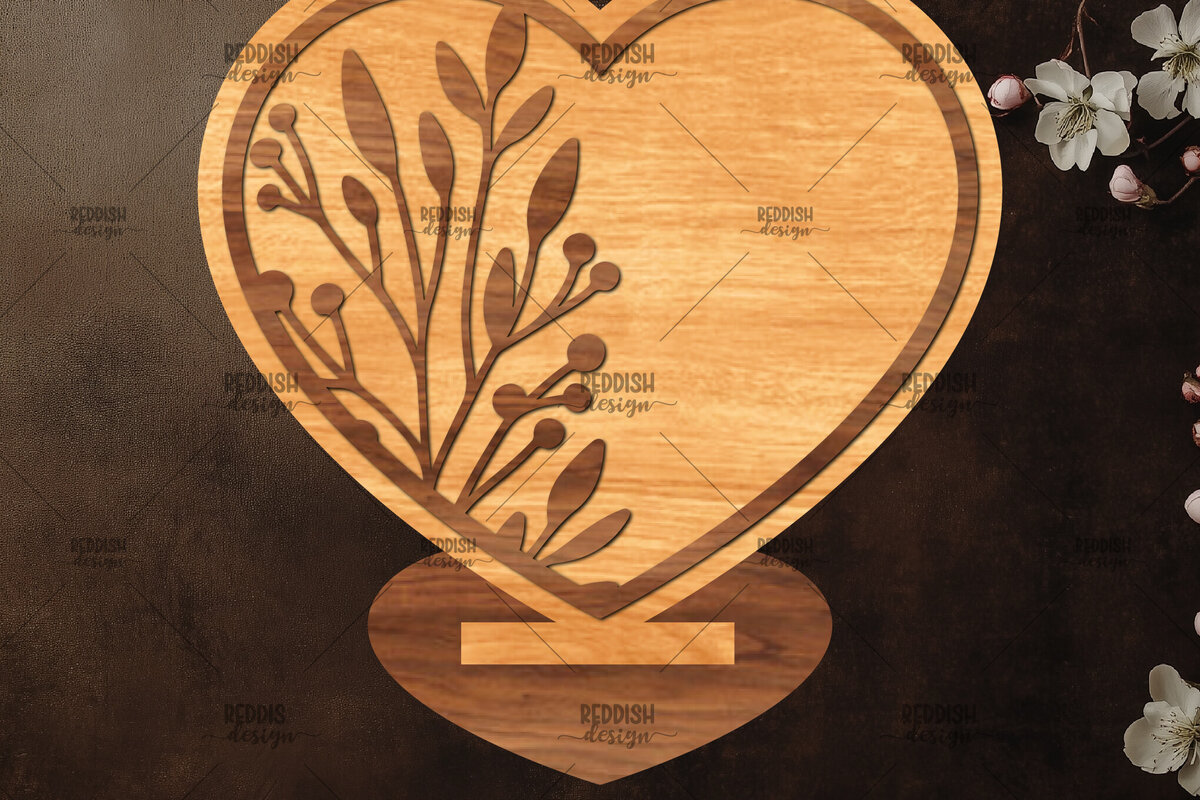 Σετ των 2 Intra απο ξύλο plywood 3mm-4mm πάχος – Βάση κοπής με λέιζερ καρδιάς Valentine Δίασταση  20x20 cm INTRAFABR-114392560