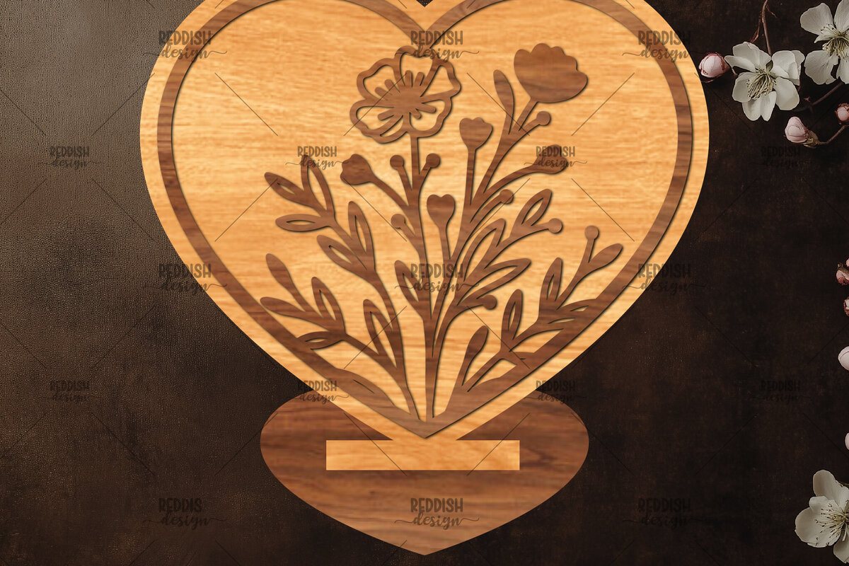 Σετ των 2 Intra απο ξύλο plywood 3mm-4mm πάχος – Βάση κοπής με λέιζερ καρδιάς Valentine Δίασταση  20x20 cm INTRAFABR-114392594