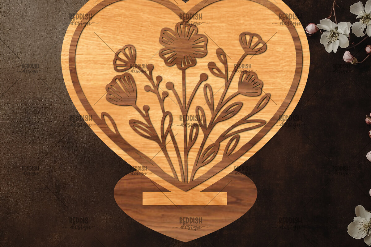 Σετ των 2 Intra απο ξύλο plywood 3mm-4mm πάχος – Βάση κοπής με λέιζερ καρδιάς Valentine Δίασταση  20x20 cm INTRAFABR-114392605