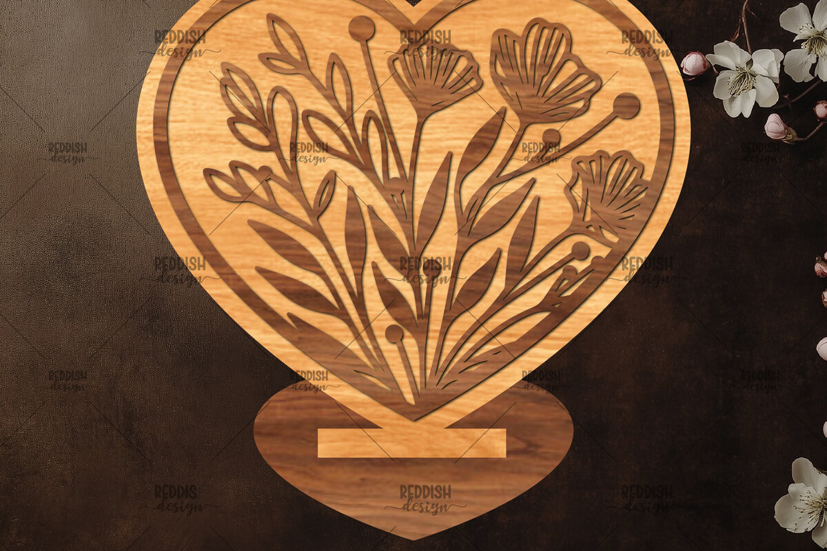 Σετ των 2 Intra απο ξύλο plywood 3mm-4mm πάχος – Βάση κοπής με λέιζερ καρδιάς Valentine Δίασταση  20x20 cm INTRAFABR-114392627