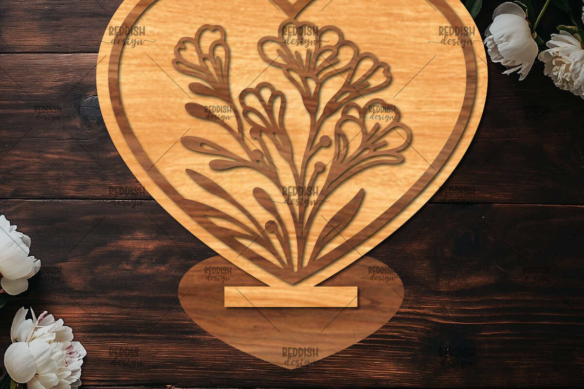 Σετ των 2 Intra απο ξύλο plywood 3mm-4mm πάχος – Βάση κοπής με λέιζερ καρδιάς Valentine Δίασταση  20x20 cm INTRAFABR-114391977