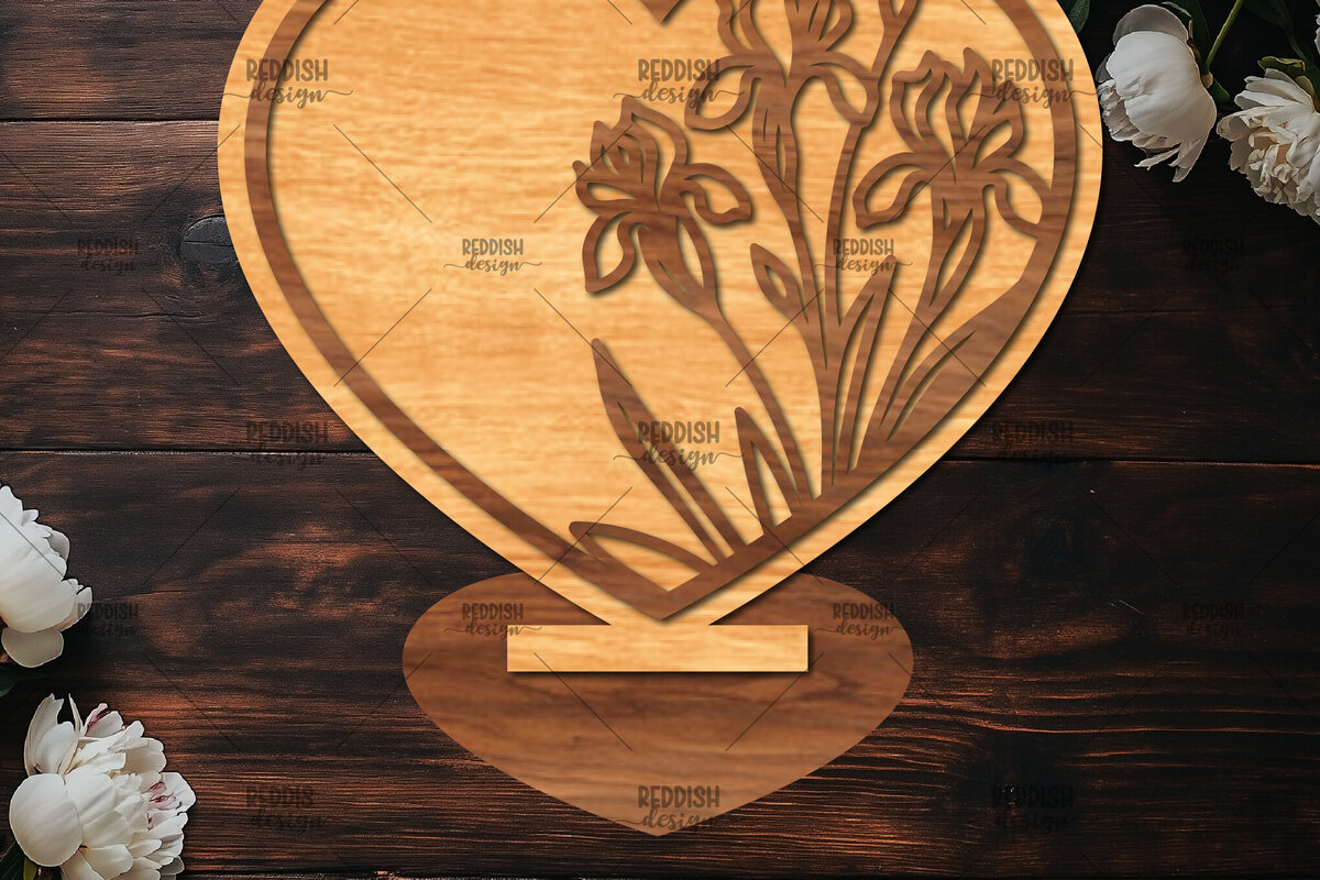 Σετ των 2 Intra απο ξύλο plywood 3mm-4mm πάχος – Βάση κοπής με λέιζερ καρδιάς Valentine Δίασταση  20x20 cm INTRAFABR-114392015