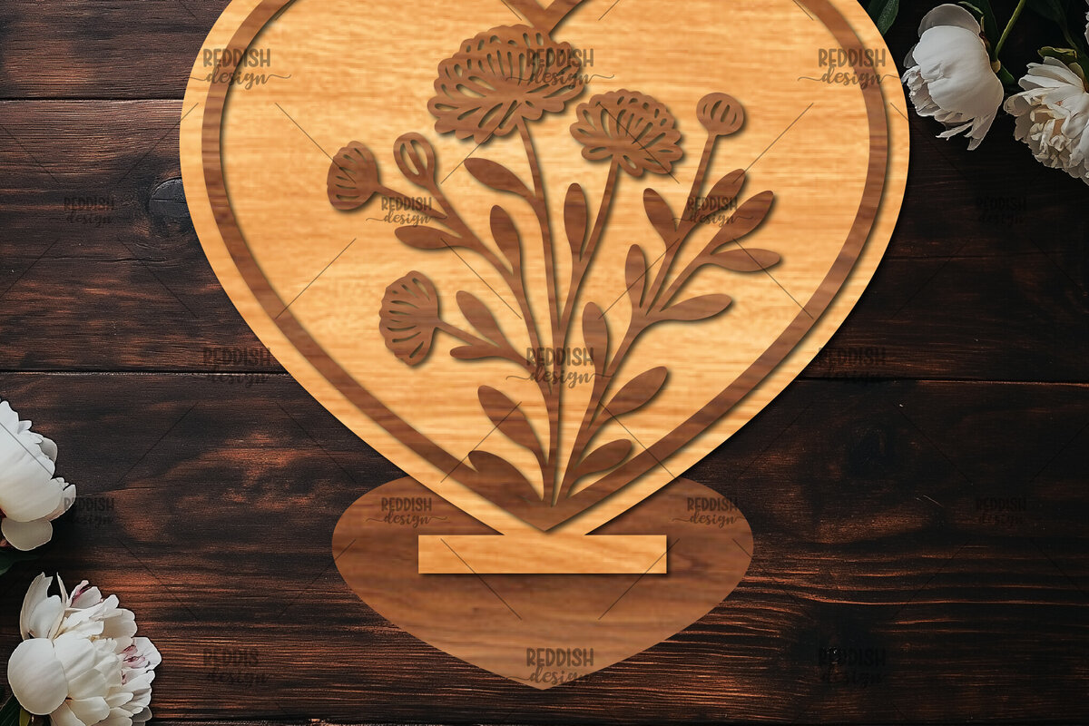 Σετ των 2 Intra απο ξύλο plywood 3mm-4mm πάχος – Βάση κοπής με λέιζερ καρδιάς Valentine Δίασταση  20x20 cm INTRAFABR-114392095