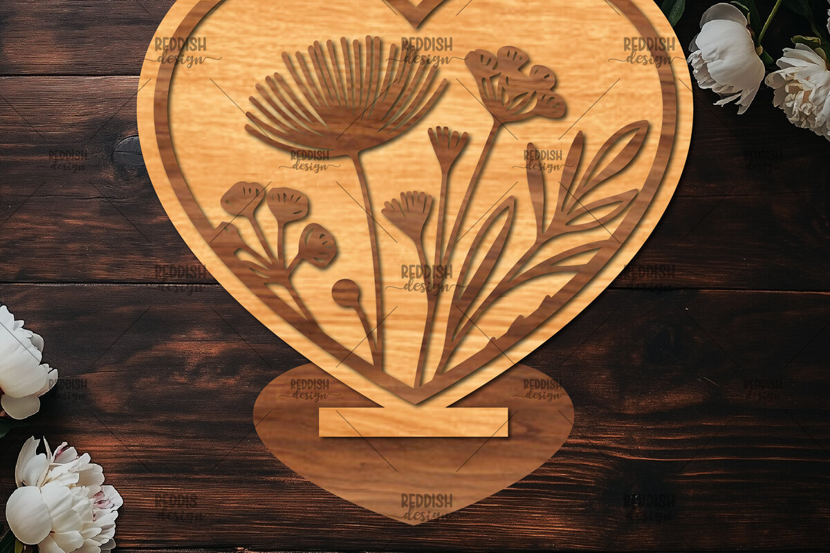 Σετ των 2 Intra απο ξύλο plywood 3mm-4mm πάχος – Βάση κοπής με λέιζερ καρδιάς Valentine Δίασταση  20x20 cm INTRAFABR-114392151