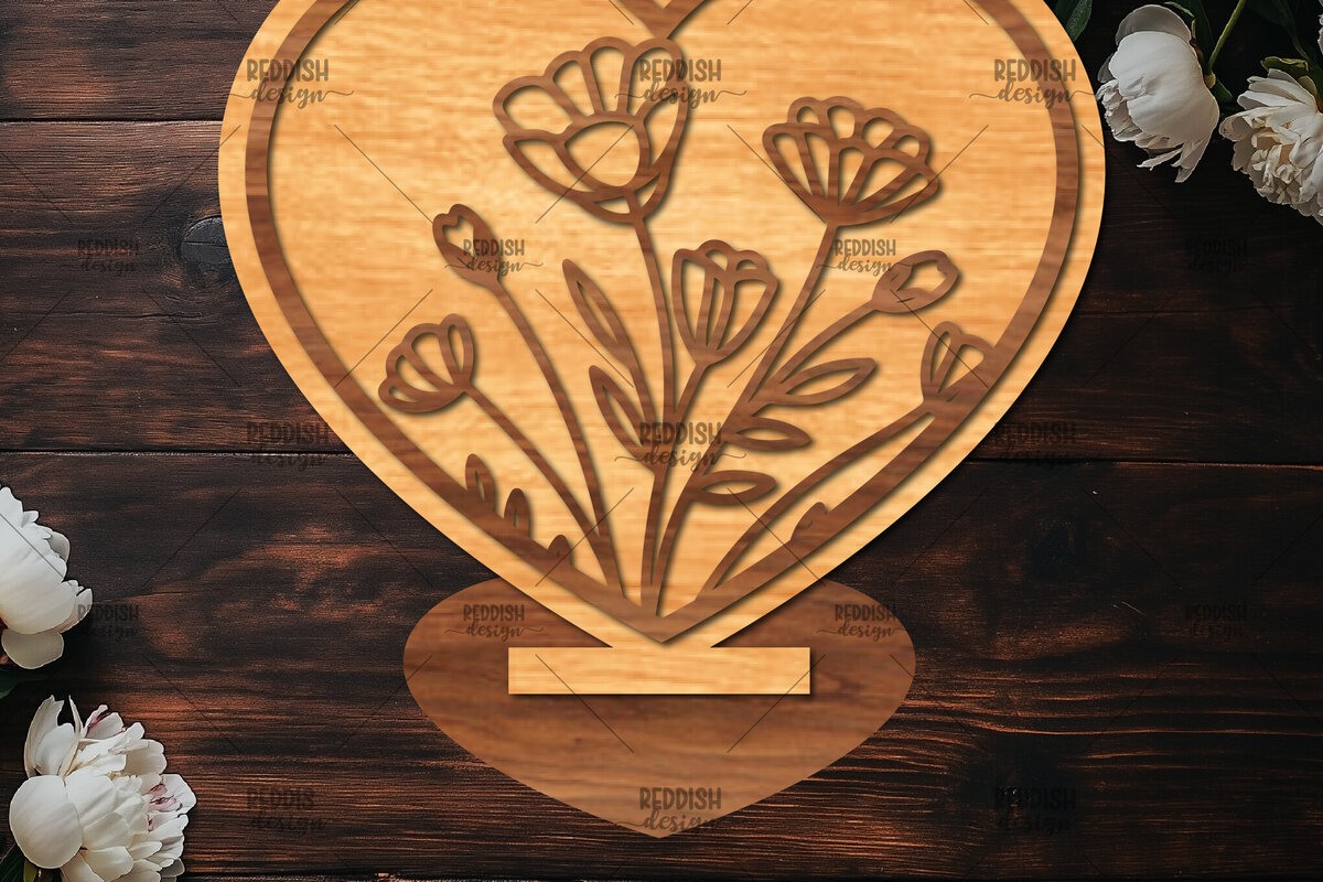 Σετ των 2 Intra απο ξύλο plywood 3mm-4mm πάχος – Βάση κοπής με λέιζερ καρδιάς Valentine Δίασταση  20x20 cm INTRAFABR-114391861