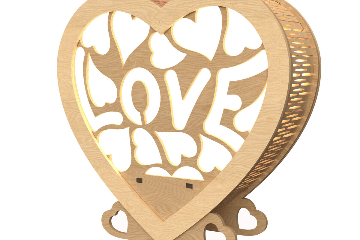 Σετ των 2 Intra απο ξύλο plywood 3mm-4mm πάχος – Valentine Heart Love Lamp  Δίασταση  20x20 cm INTRAFABR-113311925