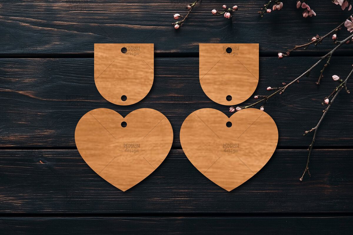 Σετ των 3 Intra απο ξύλο plywood 3mm-4mm πάχος – Σκουλαρίκια καρδιών του Αγίου Βαλεντίνου Δίασταση  5x5 cm INTRAFABR-113921323