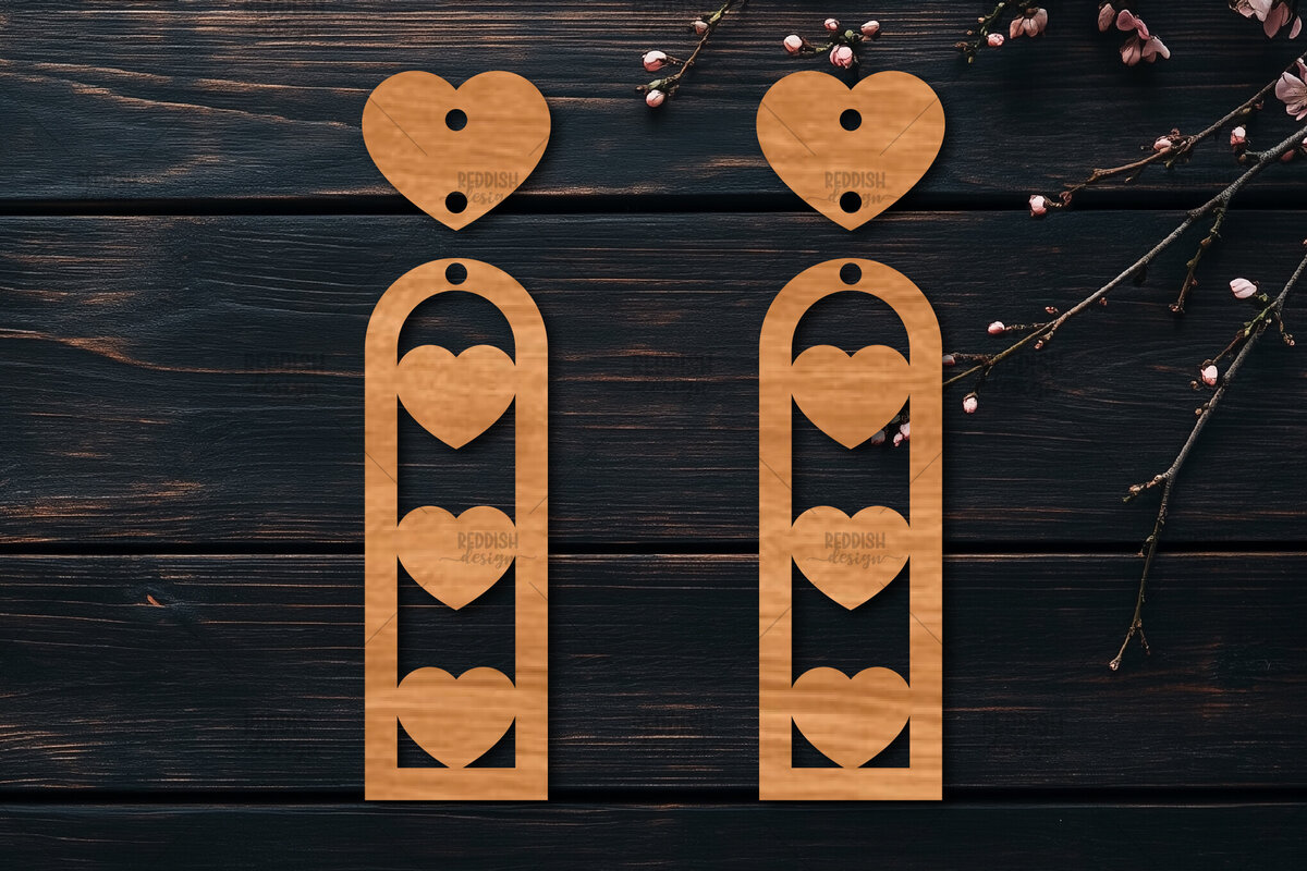 Σετ των 3 Intra απο ξύλο plywood 3mm-4mm πάχος – Σκουλαρίκια καρδιών του Αγίου Βαλεντίνου Δίασταση  5x5 cm INTRAFABR-113921345