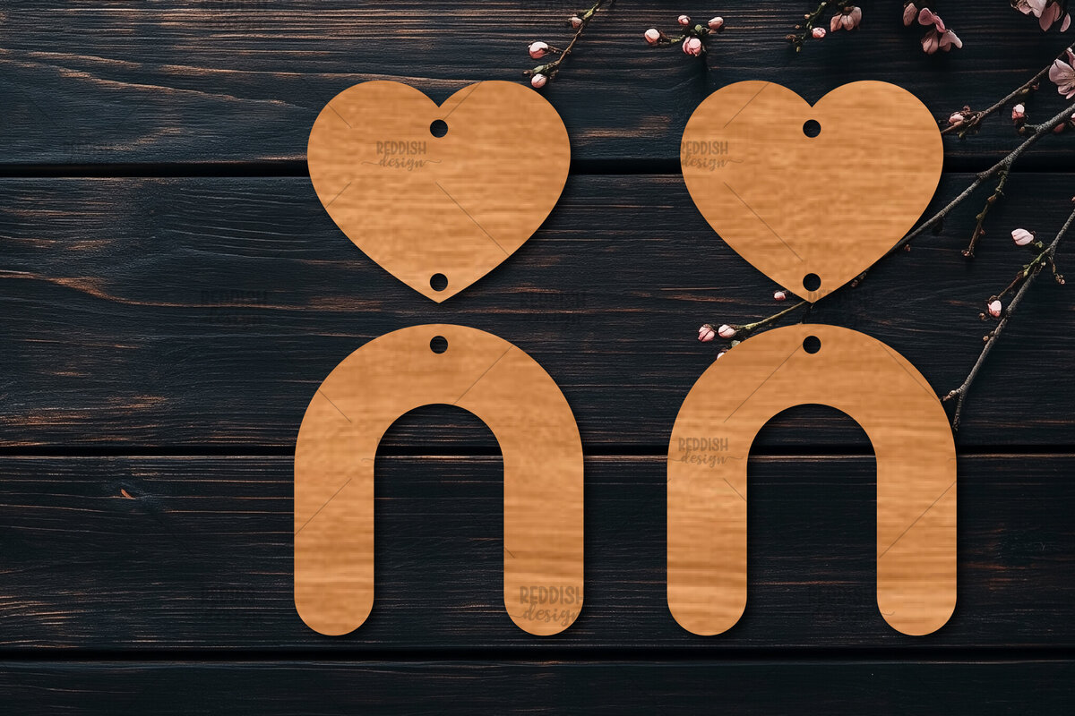 Σετ των 3 Intra απο ξύλο plywood 3mm-4mm πάχος – Σκουλαρίκια καρδιών του Αγίου Βαλεντίνου Δίασταση  5x5 cm INTRAFABR-113921370