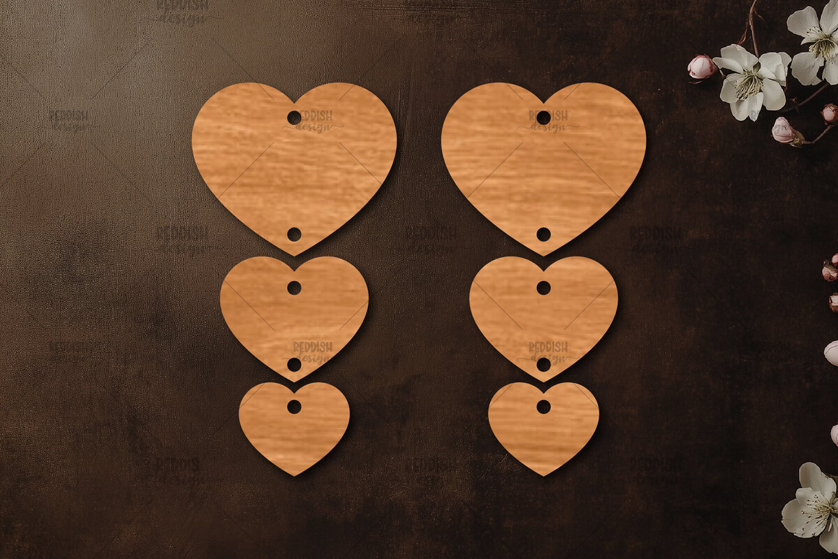 Σετ των 3 Intra απο ξύλο plywood 3mm-4mm πάχος – Σκουλαρίκια καρδιών του Αγίου Βαλεντίνου Δίασταση  5x5 cm INTRAFABR-113921389