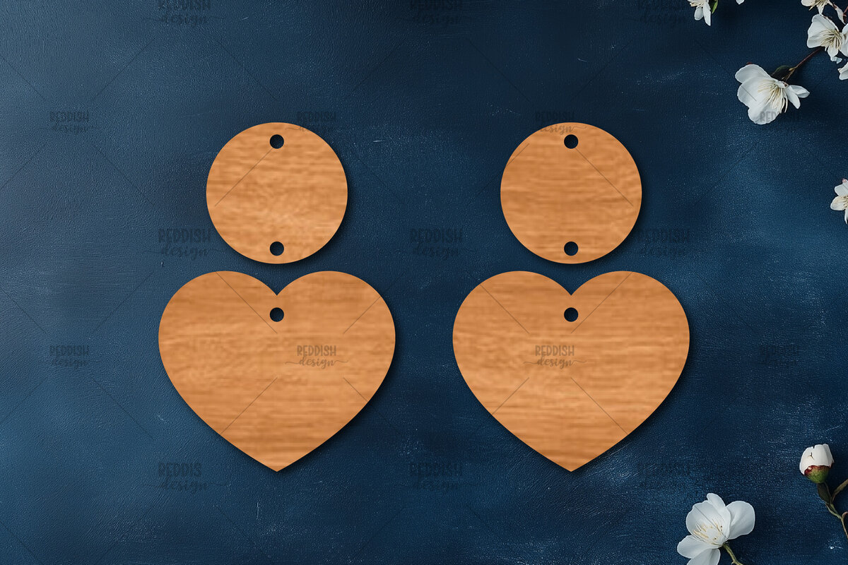 Σετ των 3 Intra απο ξύλο plywood 3mm-4mm πάχος – Σκουλαρίκια καρδιών του Αγίου Βαλεντίνου Δίασταση  5x5 cm INTRAFABR-113921121