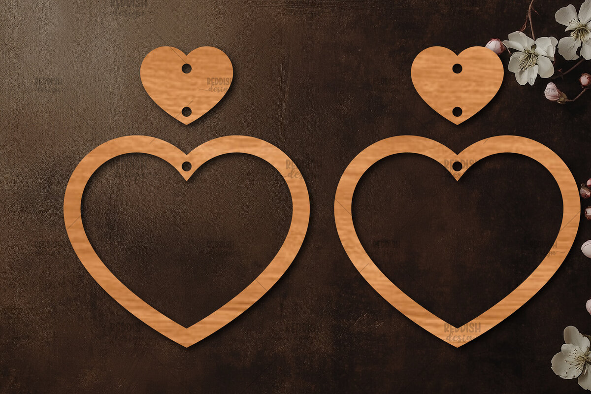 Σετ των 3 Intra απο ξύλο plywood 3mm-4mm πάχος – Σκουλαρίκια καρδιών του Αγίου Βαλεντίνου Δίασταση  5x5 cm INTRAFABR-113921408