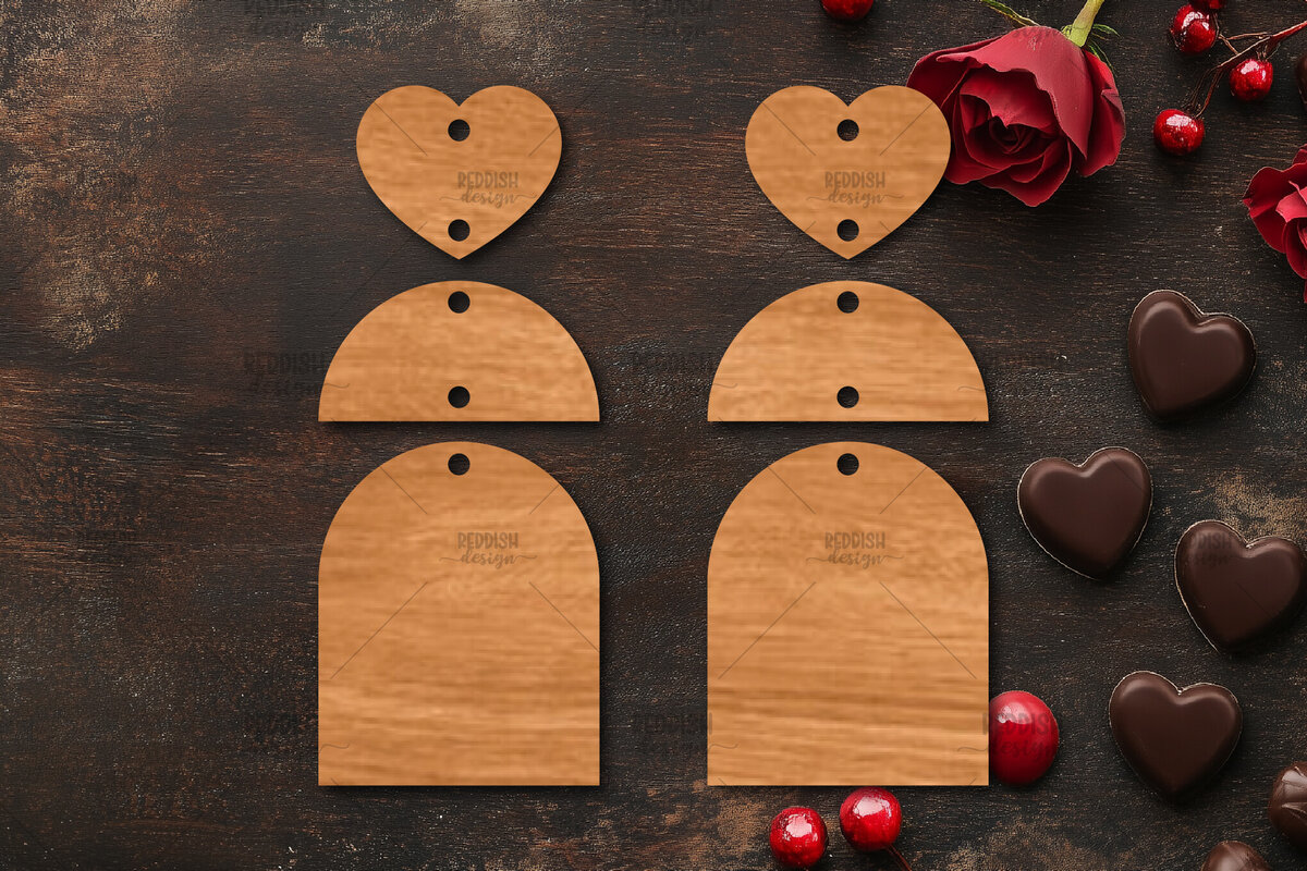 Σετ των 3 Intra απο ξύλο plywood 3mm-4mm πάχος – Σκουλαρίκια καρδιών του Αγίου Βαλεντίνου Δίασταση  5x5 cm INTRAFABR-113921424