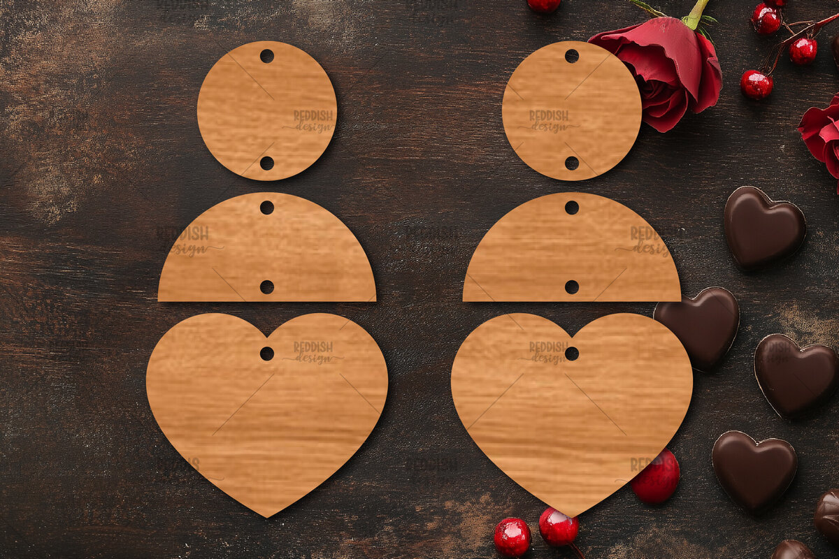 Σετ των 3 Intra απο ξύλο plywood 3mm-4mm πάχος – Σκουλαρίκια καρδιών του Αγίου Βαλεντίνου Δίασταση  5x5 cm INTRAFABR-113921456