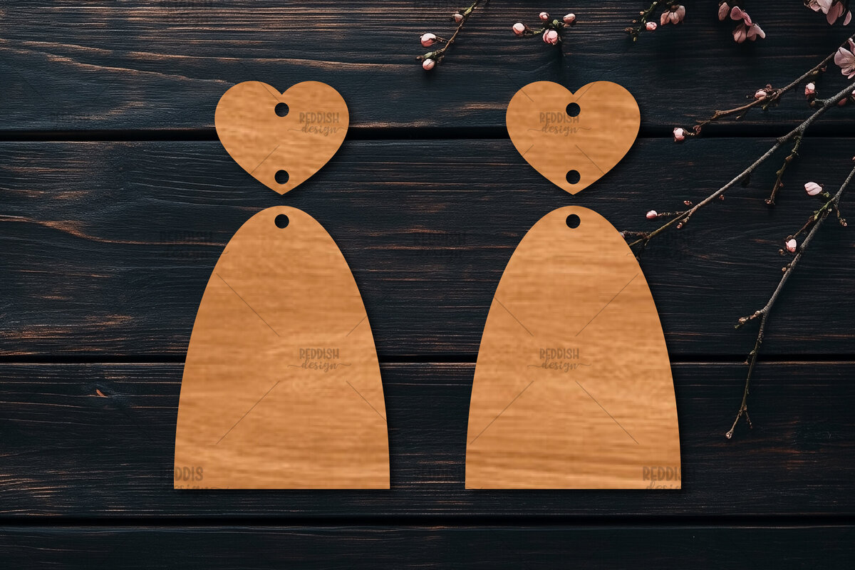 Σετ των 3 Intra απο ξύλο plywood 3mm-4mm πάχος – Σκουλαρίκια καρδιών του Αγίου Βαλεντίνου Δίασταση  5x5 cm INTRAFABR-113991689