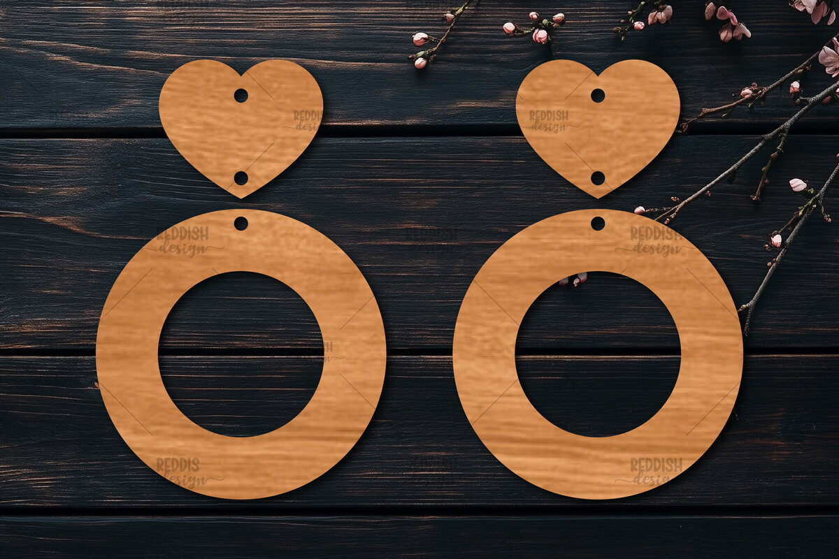 Σετ των 3 Intra απο ξύλο plywood 3mm-4mm πάχος – Σκουλαρίκια καρδιών του Αγίου Βαλεντίνου Δίασταση  5x5 cm INTRAFABR-113991749